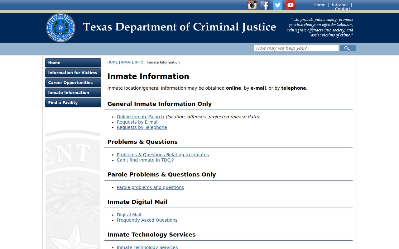 Crockett County arrest custody follow-up through official TDCJ information channels