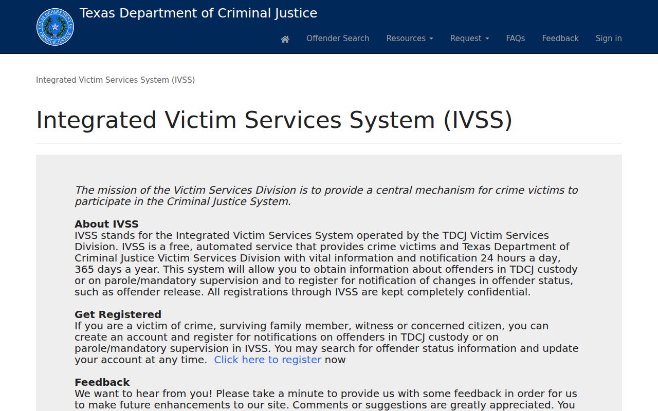 Crockett County arrest custody and parole notifications through TDCJ IVSS