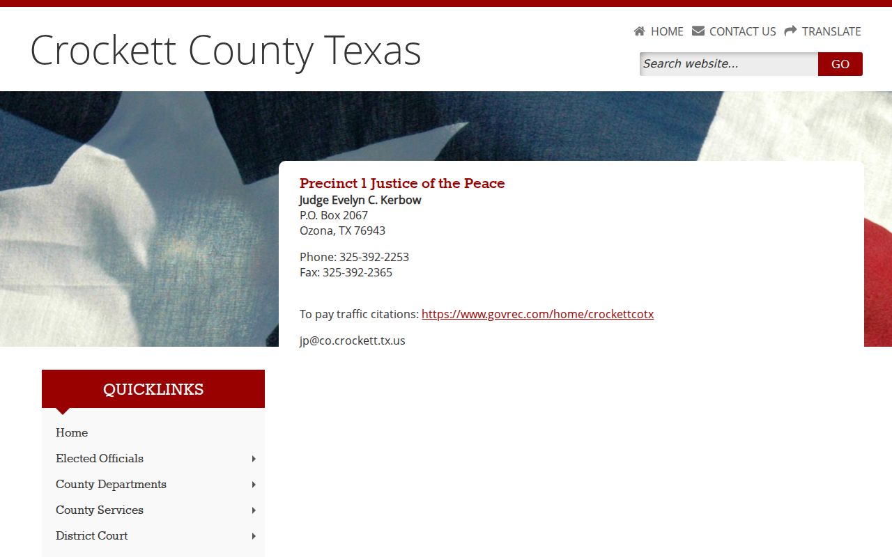 Crockett County criminal case information for the countywide Justice Court