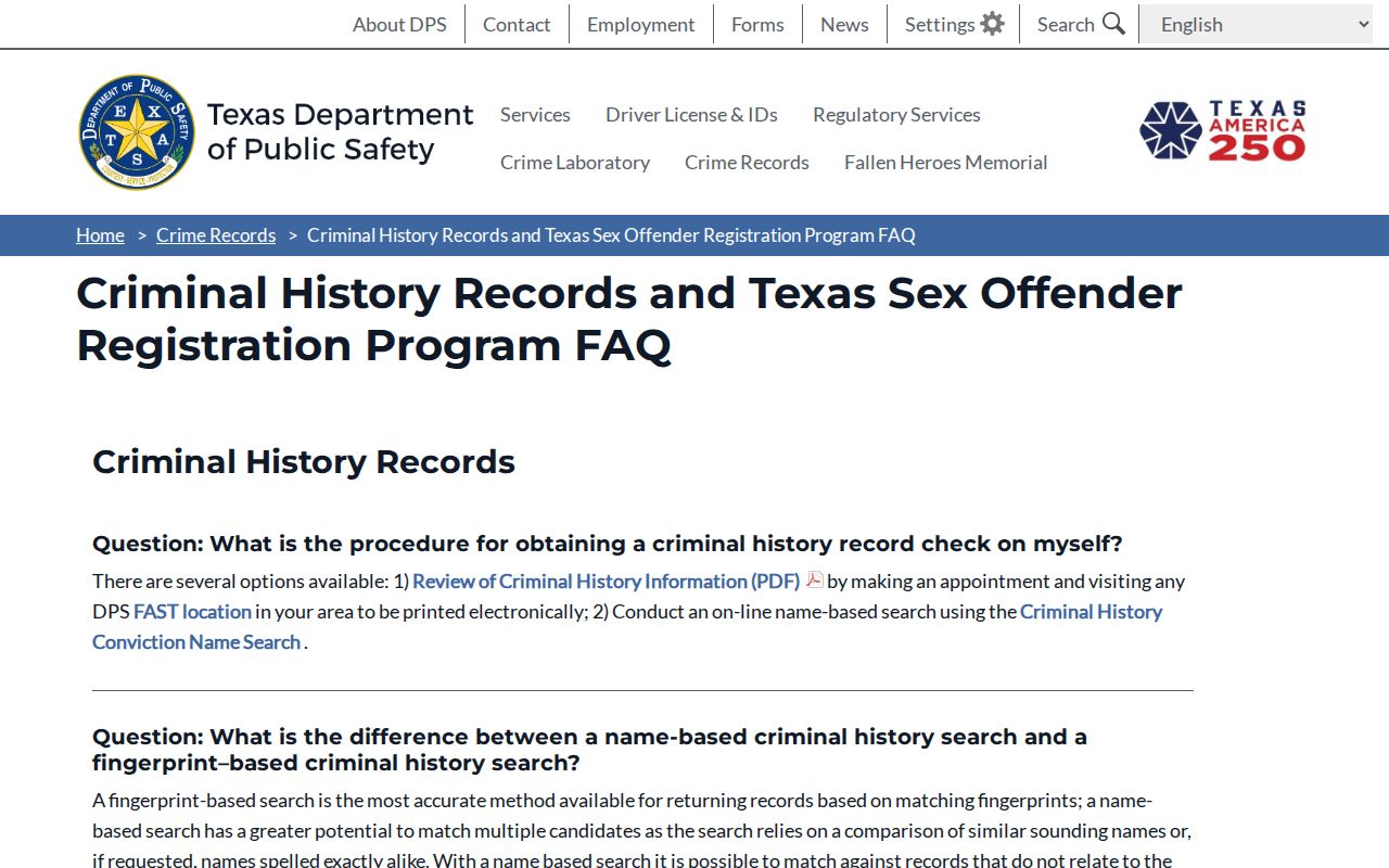 Texas DPS sex offender FAQ on Crockett County registration duties