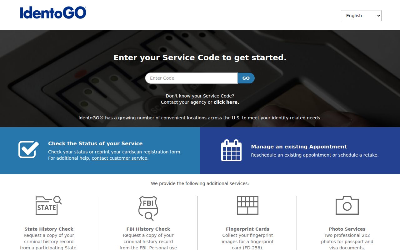 IdentoGO FAST fingerprint appointment search for Texas record review