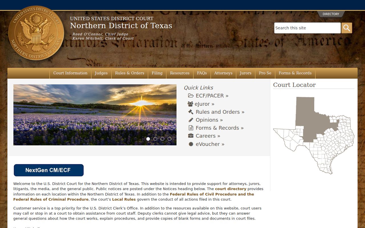 United States District Court for the Northern District of Texas homepage